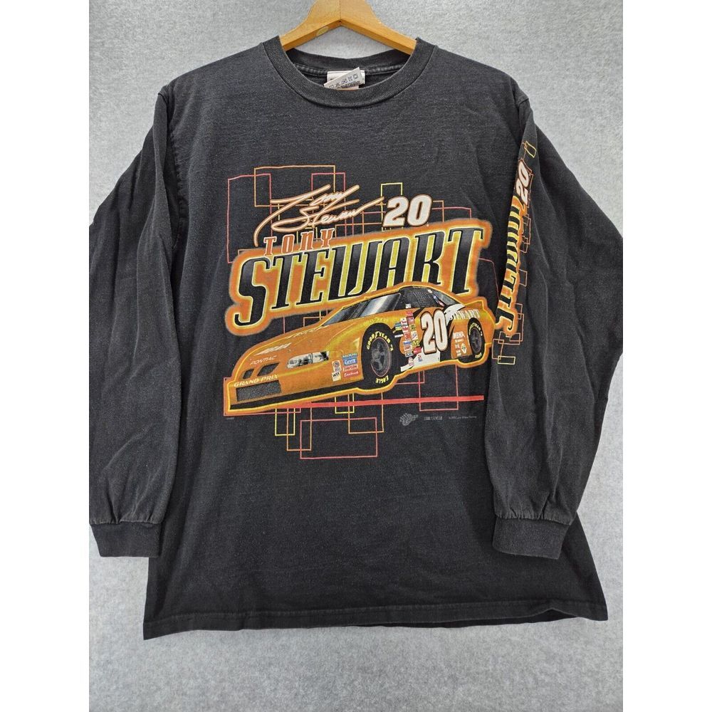 Vtg Tony Stewart Mens Long Sleeve TShirt Med M‎ Black Nascar 20 HOME DEPOT